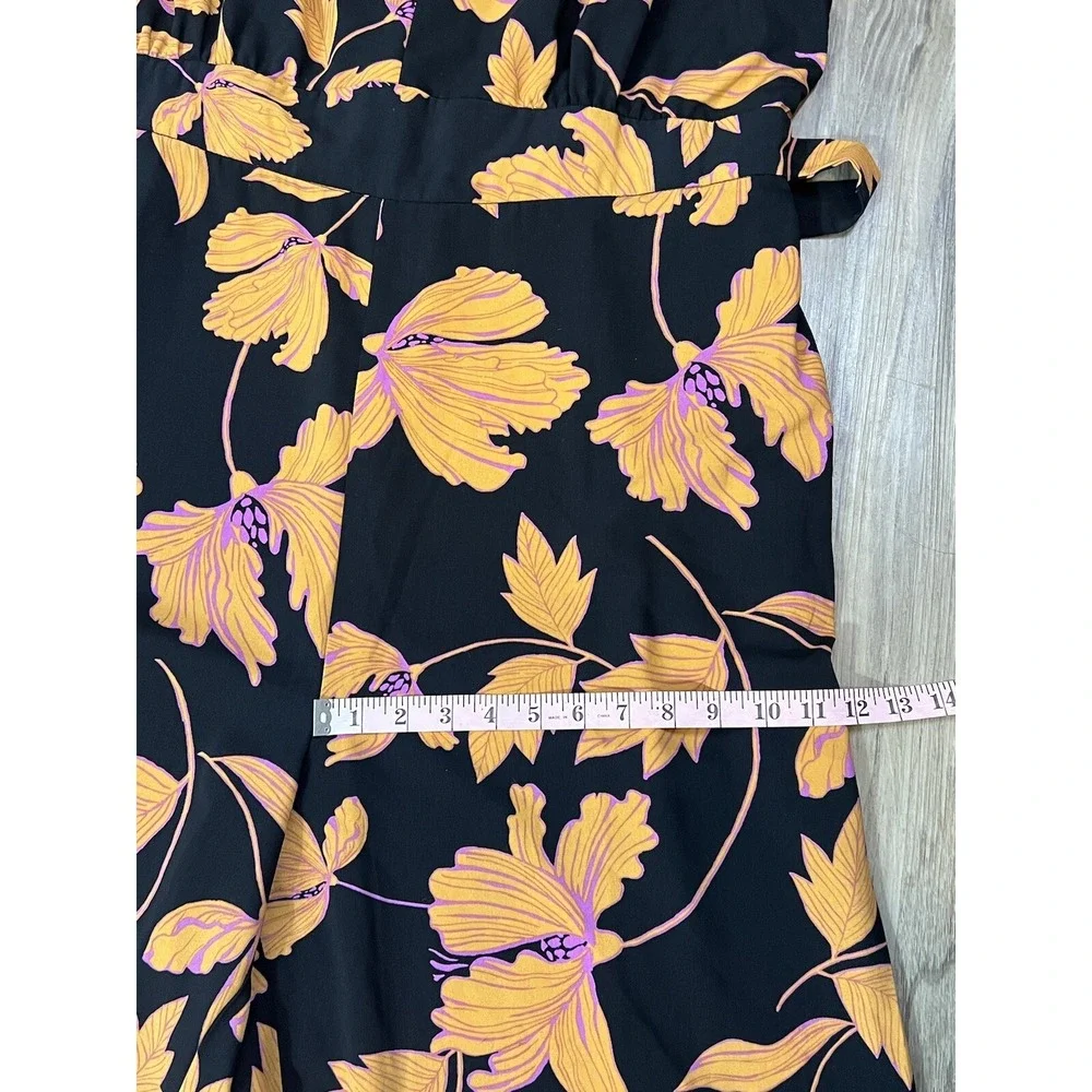 ModCloth Jumpsuit Women Plus 1x Black Floral Wide Leg‎ Orange Pink Spring Casual